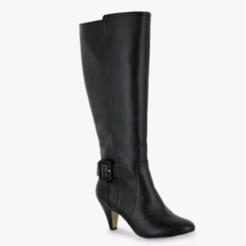 Bella Vita Troy II ~Woman Size 7.5W~ Black Faux Leather Knee High Boots NWOB.